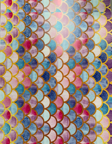 Mermaid Scales Watercolor Print Adhesive Vinyl